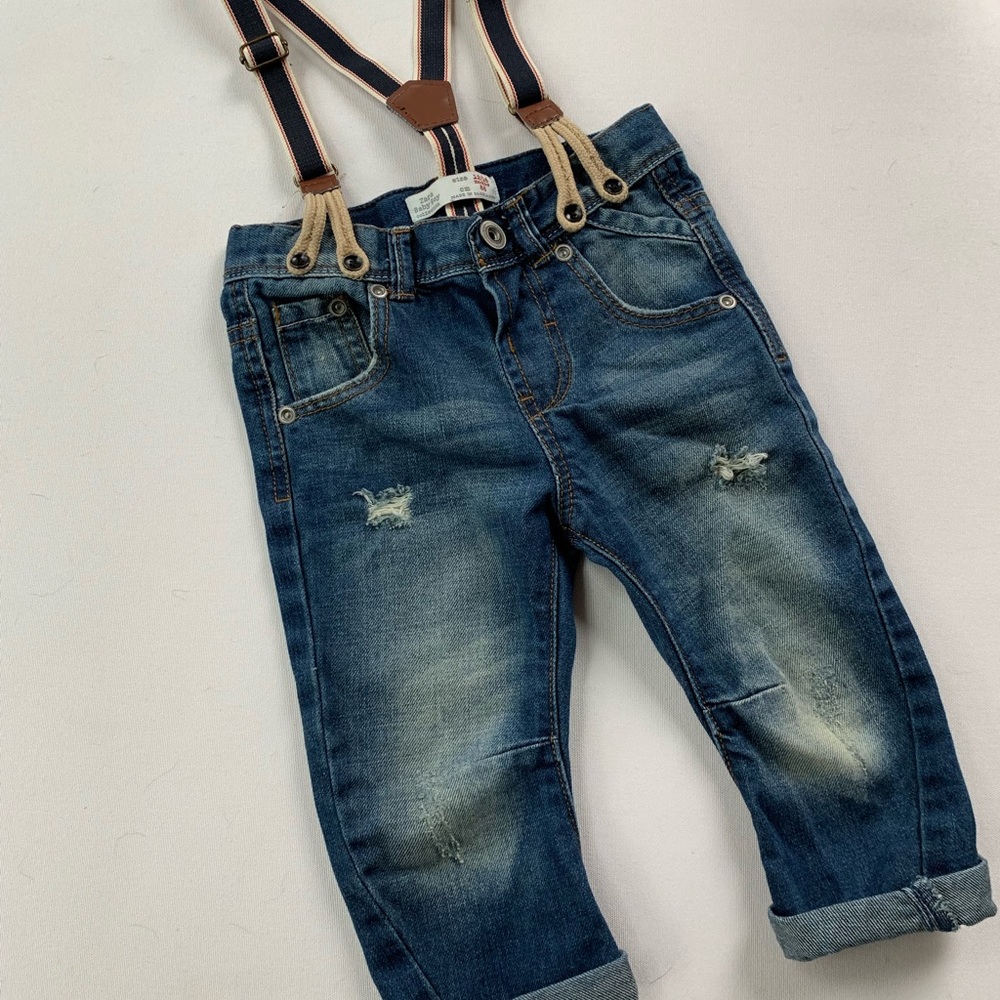 Baby boy Zara jeans with suspenders